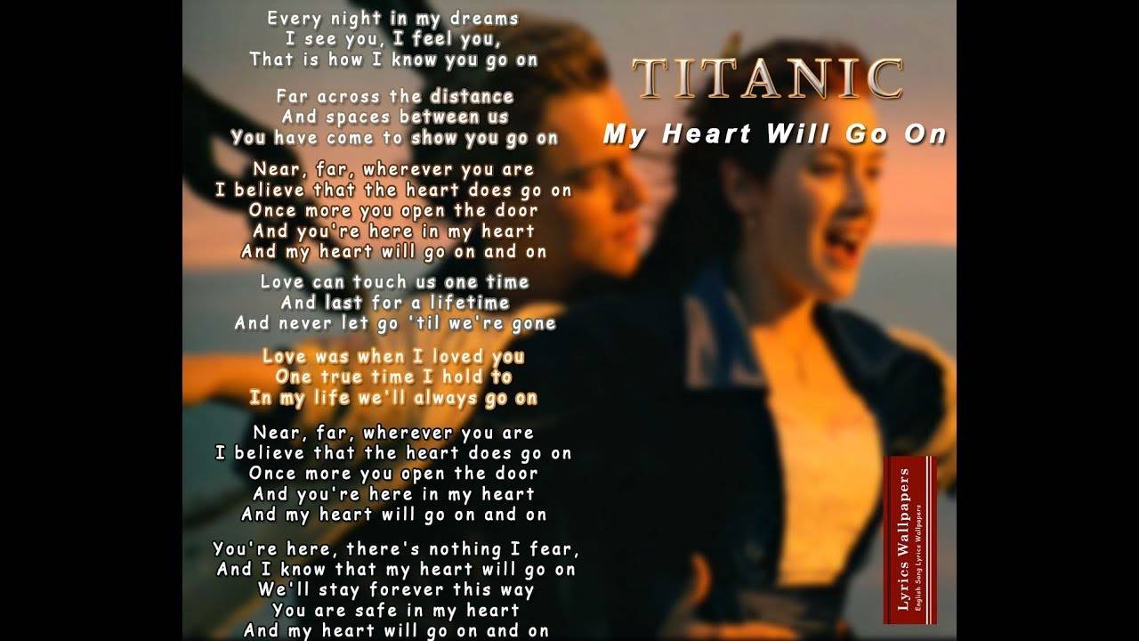 Руку не удержал английском песня. Текст песни Титаник. На Титанике текст. Титаник песня текст. My Heart will go on текст.