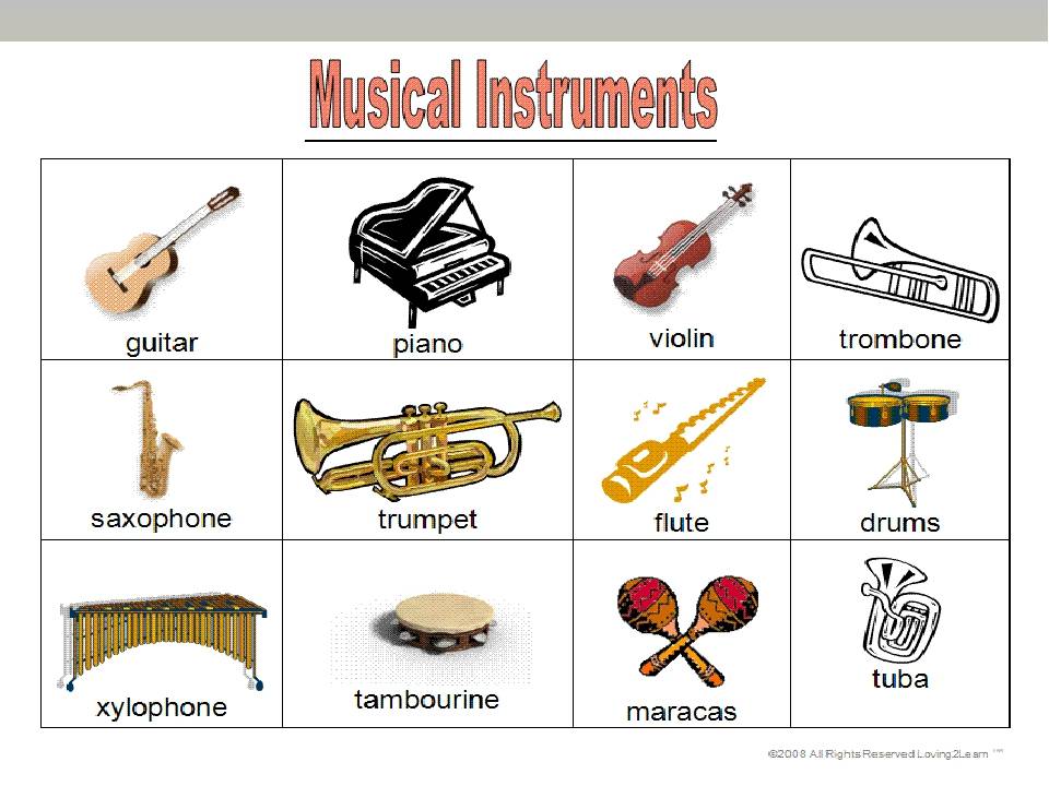 Игра язык музыки. Musical instruments in English с переводом. Музыкальные инструменты на английском языке. Музыкальные инструменты названия. Изображение музыкальных инструментов.