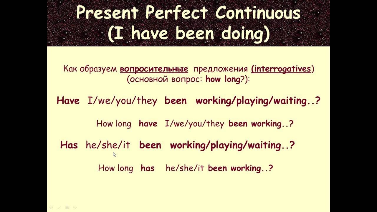 Present perfect continuous отрицательное
