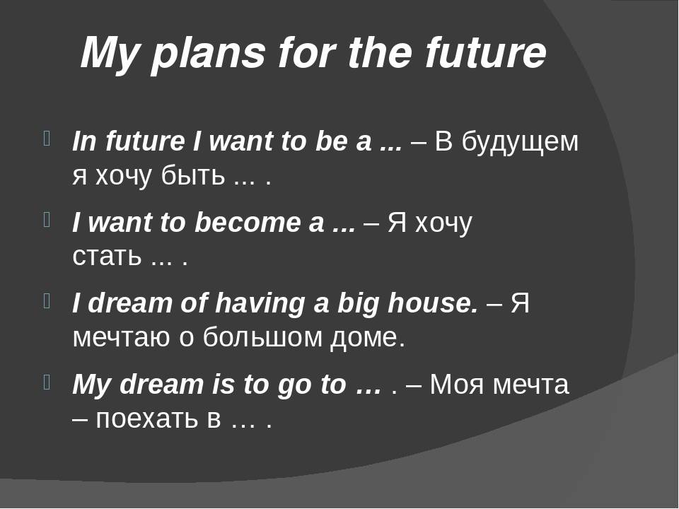 Проект my plans for the future