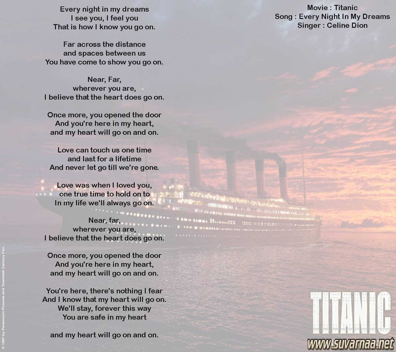 Feel the Love Tonight: Titanic Lyrics for Steamy Nights