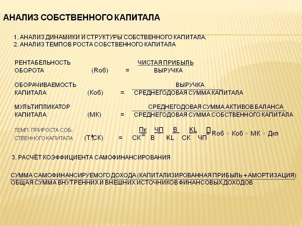 Методы анализа капитала и источников его формирования