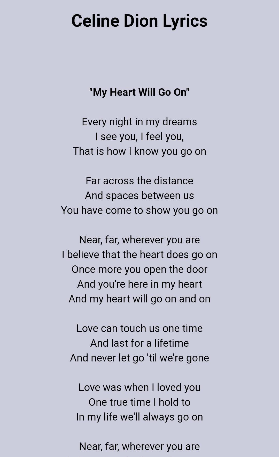 Текст и перевод песни my heart will go on (celine dion) .