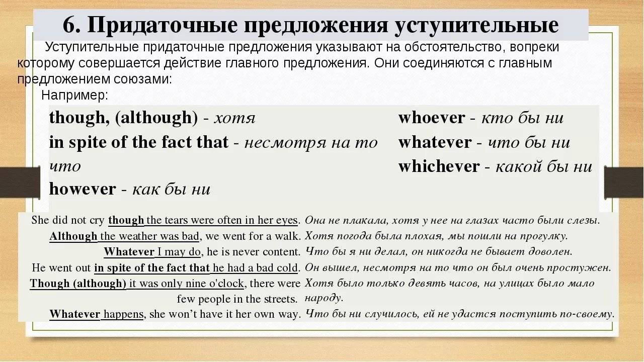 Подчинительные союзы (таблица с примерами)