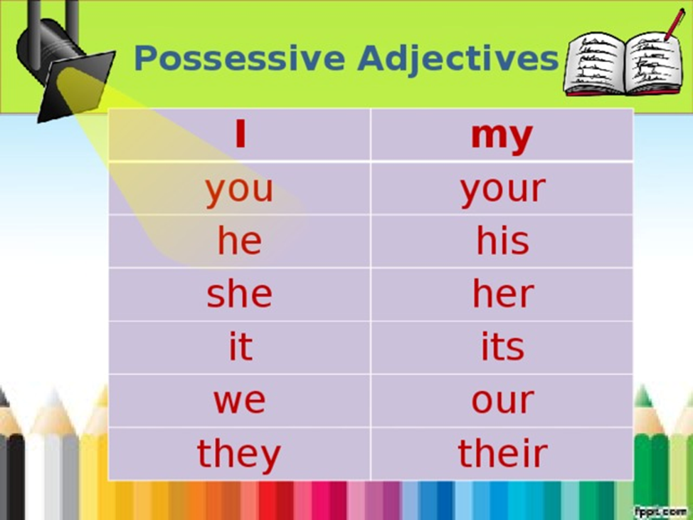 Выберите правильную форму глагола she her. Possessive pronouns притяжательные местоимения. Possessive adjectives. Местоимения в английском. Possessive adjectives таблица.