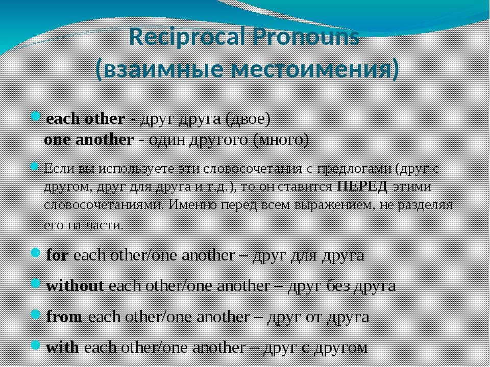 Личные местоимения в английском языке (personal pronouns)