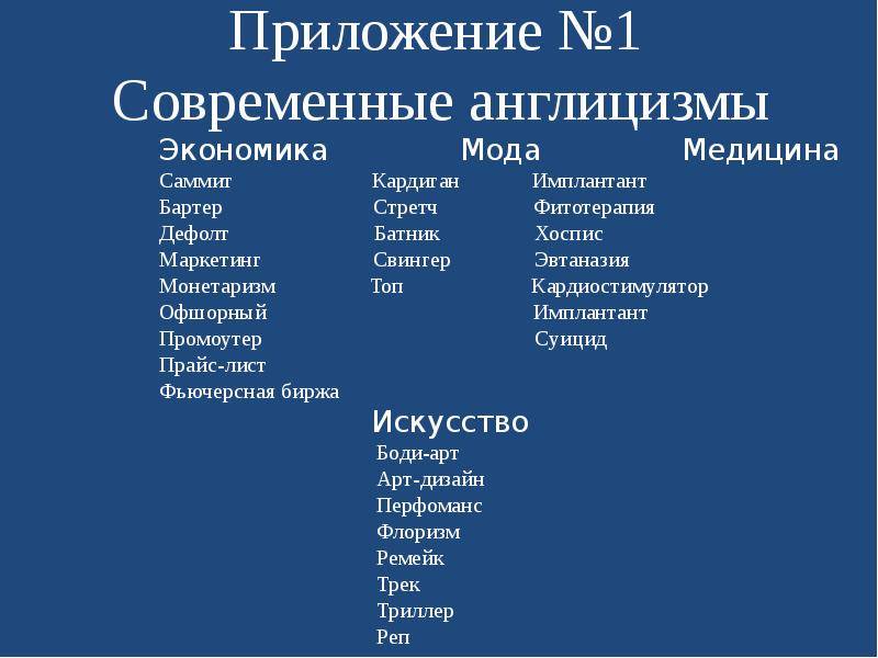 Исследовательский проект англицизмы в русском языке