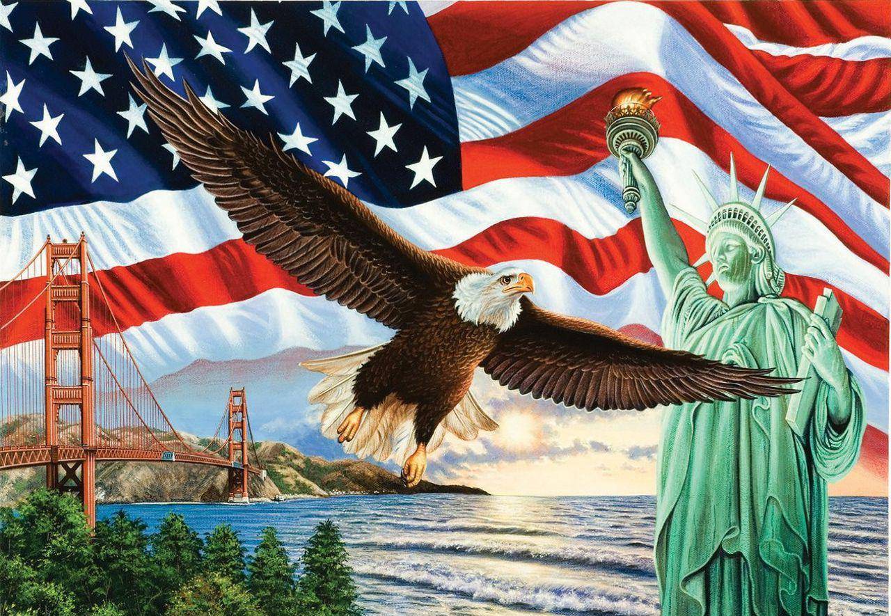 Америка образ жизни. Флаг США Орел статуя свободы. Национальные символы США. Американские символы. Америка иллюстрация.