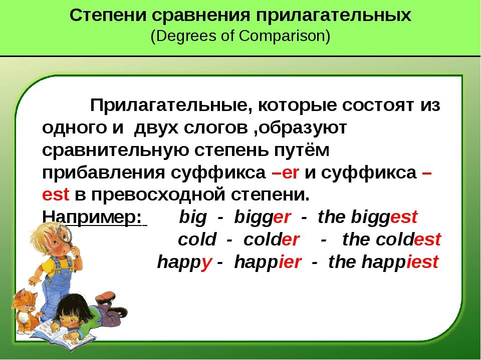 Степени сравнения прилагательных в английском языке в картинках