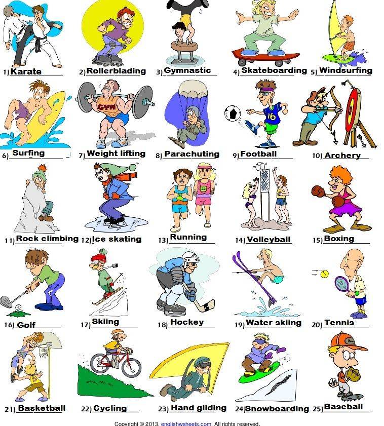 Английский для спортсменов. названия спортивных упражнений на английском