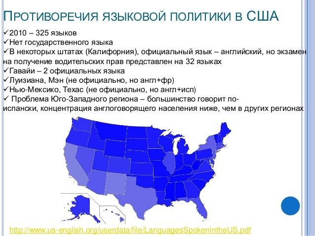 Что америка говорит россии. Языковая политика США. Испанские штаты в США. Основные языки США.